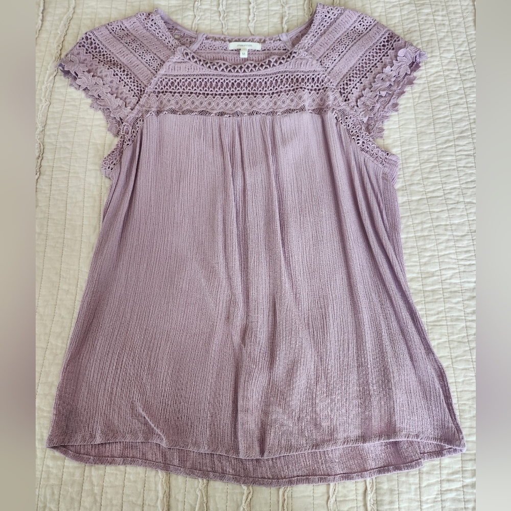 Maurices Women's Lace Trim Blouse, Size M, Lavender